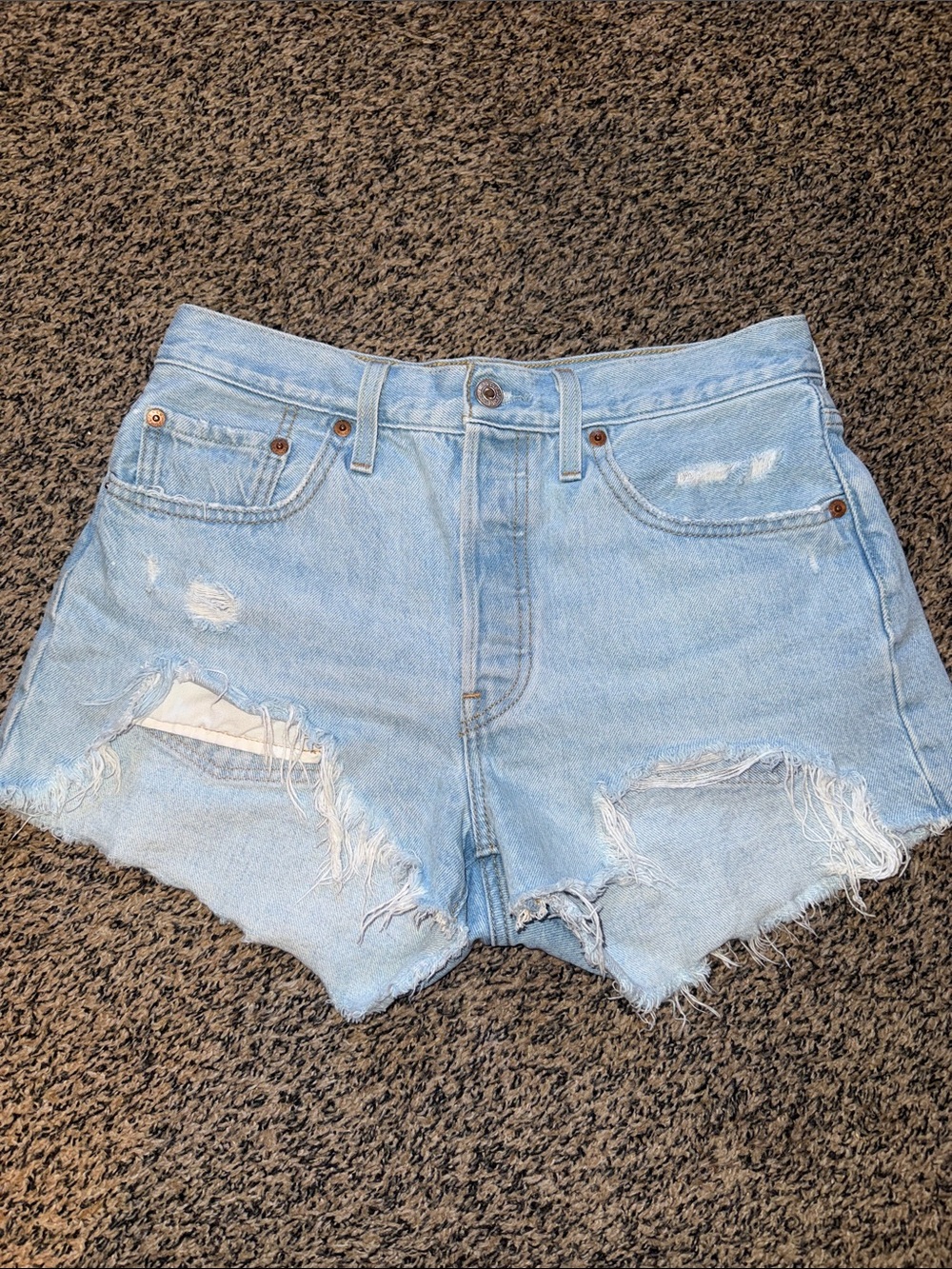 Levi's Light Blue Distressed Cutoff Jean Shorts